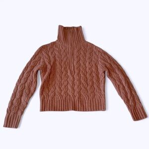 2/$30 Sincerely Jules Cable Knit Chunky Turtle Neck Zipper Sweater Pink SZ XS